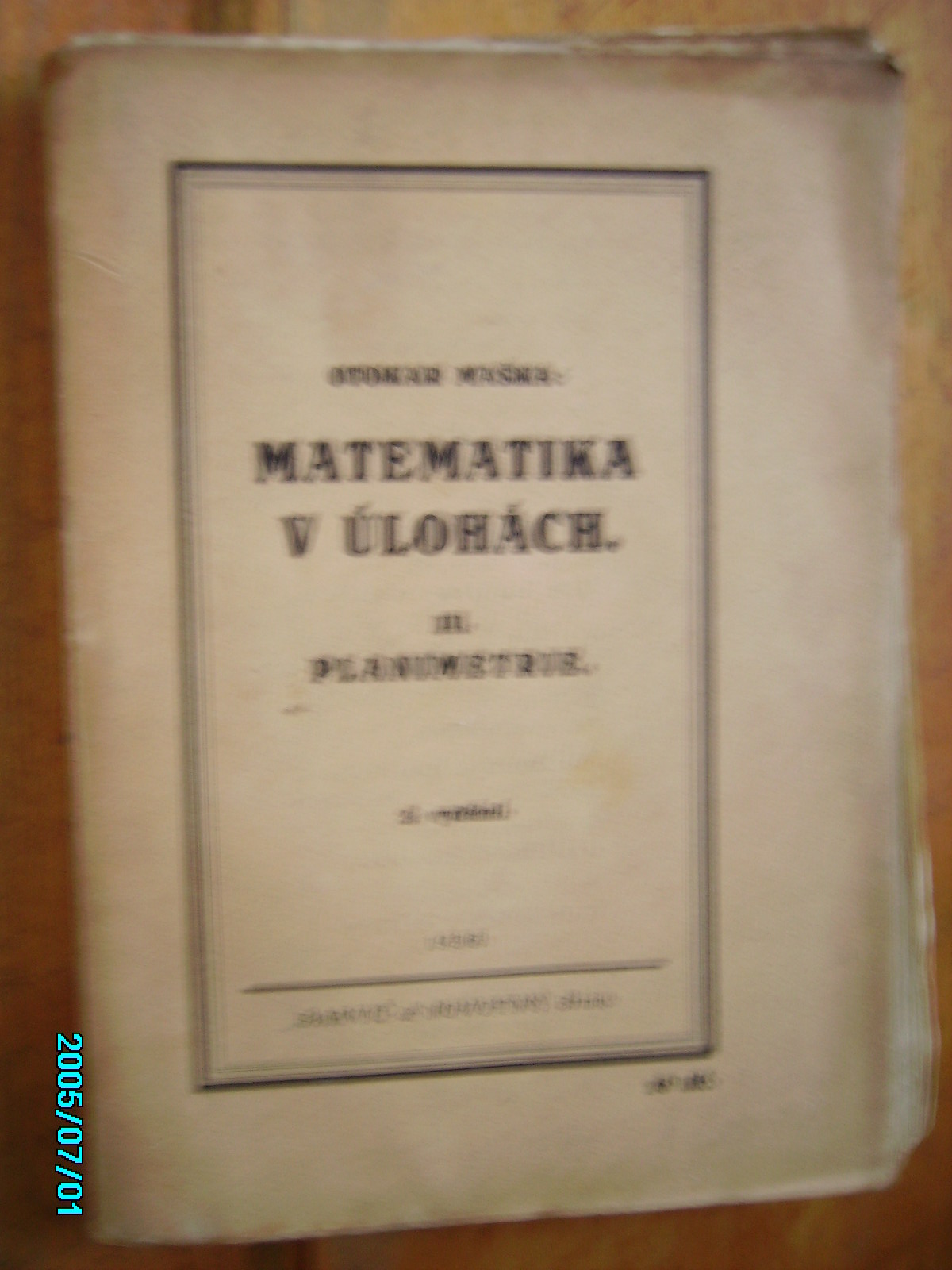 zobrazit detail knihy Maška, Otokar: Matematika v úlohách. Díl 3. Planim