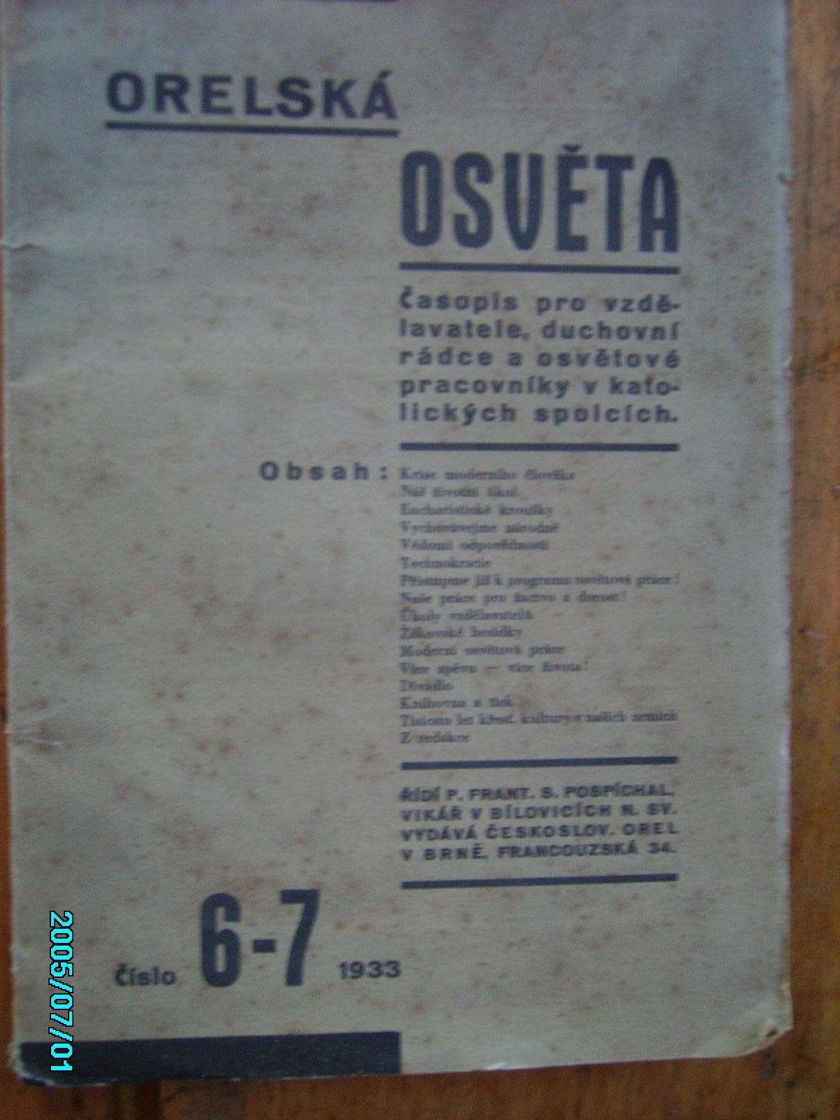 zobrazit detail knihy Orelsk osvta 3-7 1933