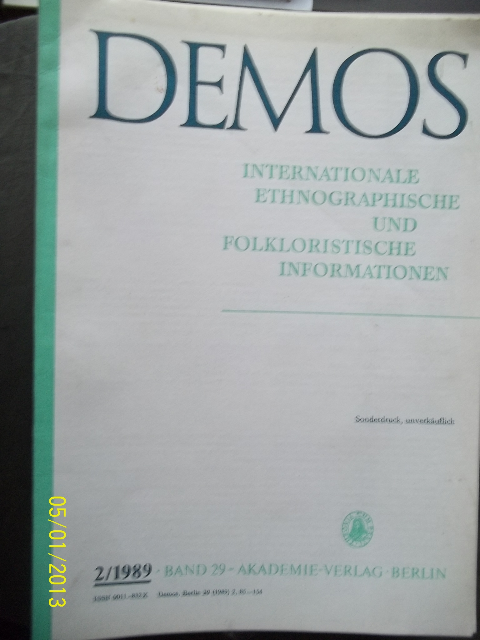 zobrazit detail knihy Demos  internationale ethnographische und folklori