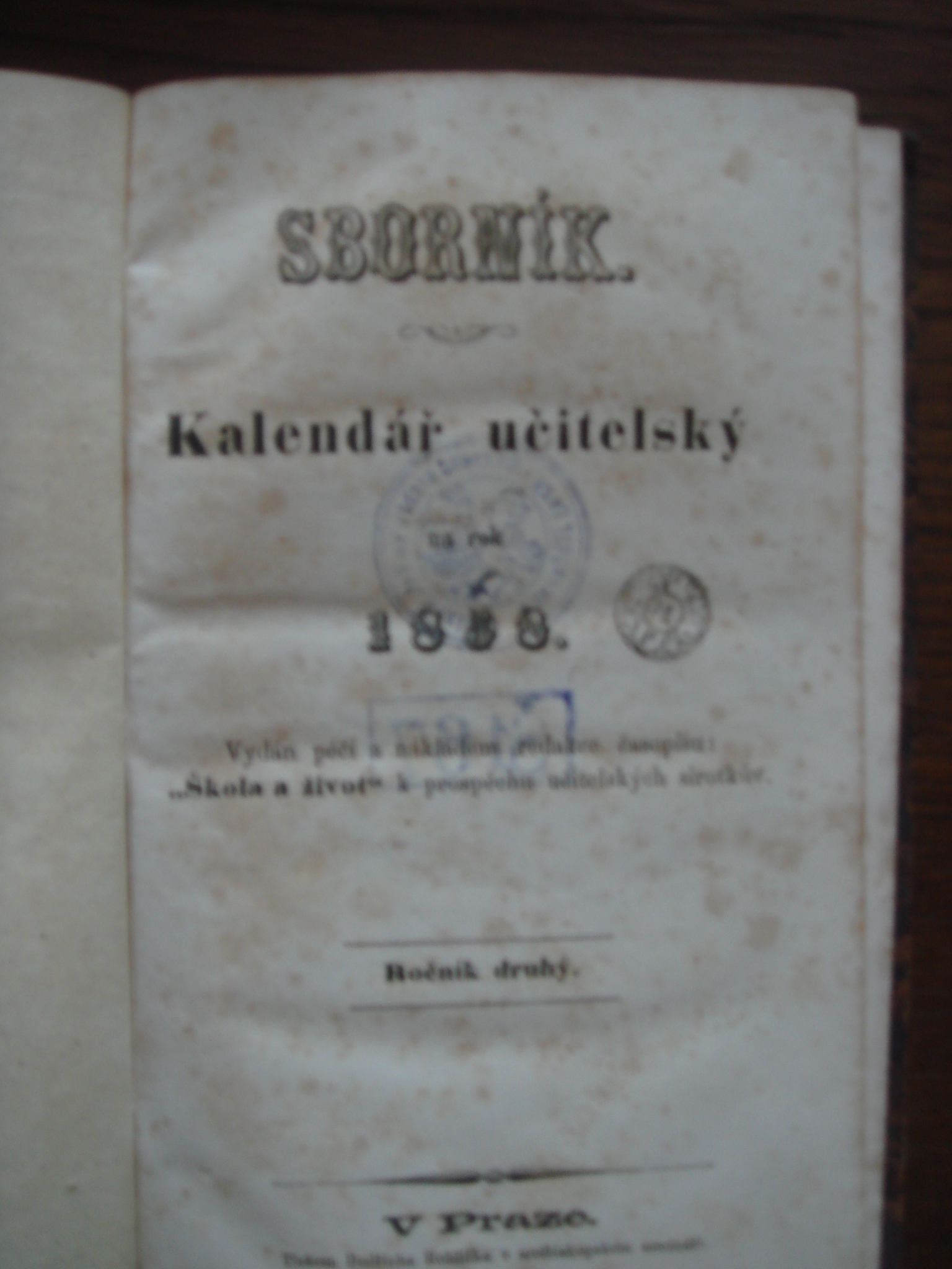 Sborník. Kalendář učitelský na rok 1858, Sborník kalendáře učitelského na rok 1858
