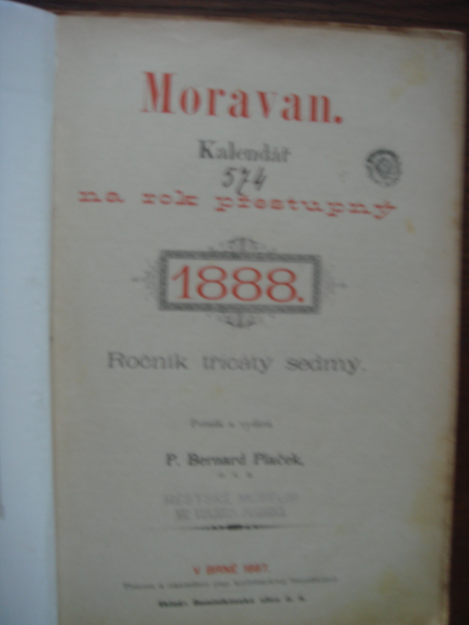 zobrazit detail knihy Moravan - Kalend na rok pestupn 1888