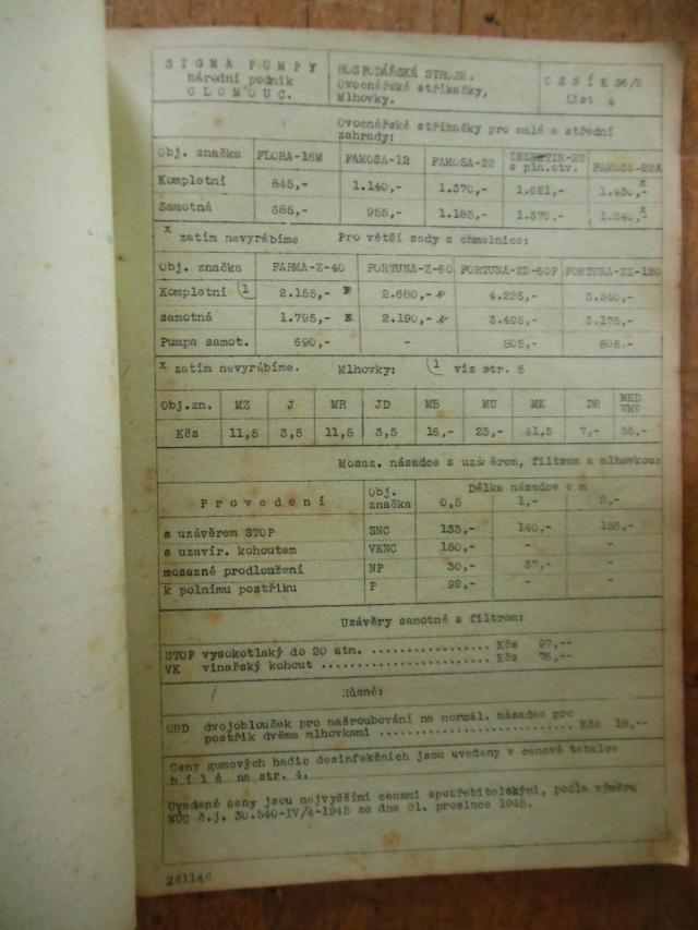 Sigma pumpy Nrodn podnik Olomouc katalog 1946