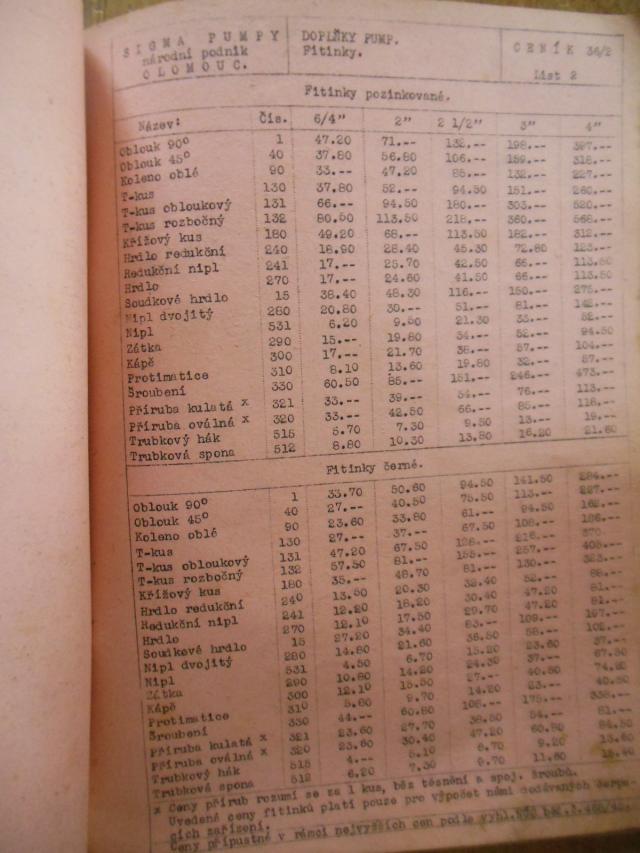 Sigma pumpy Nrodn podnik Olomouc katalog 1946